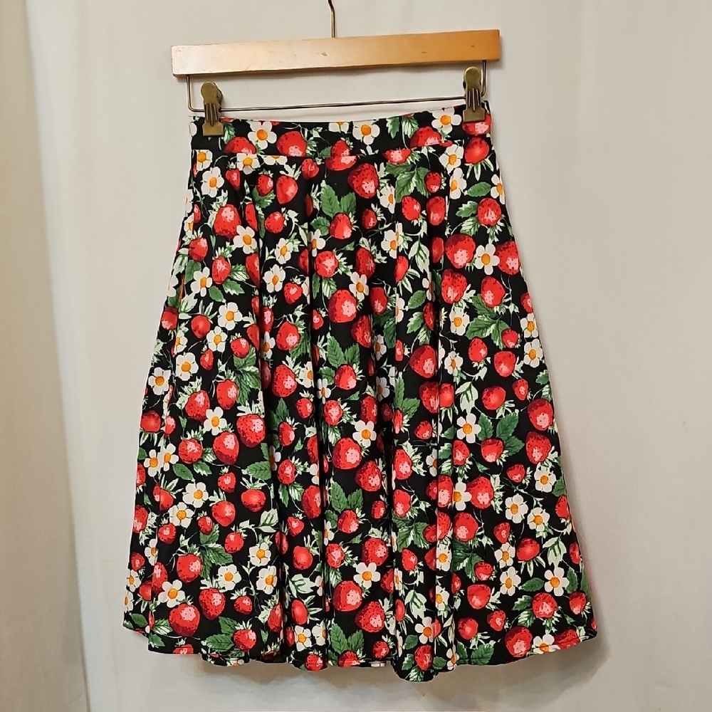 Hell Bunny Strawberry Floral Skirt